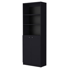 Sutton 2-Door Bookcase, Storage with Multi-Level Shelves and Double Door Design