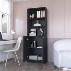 Sutton 2-Door Bookcase, Storage with Multi-Level Shelves and Double Door Design
