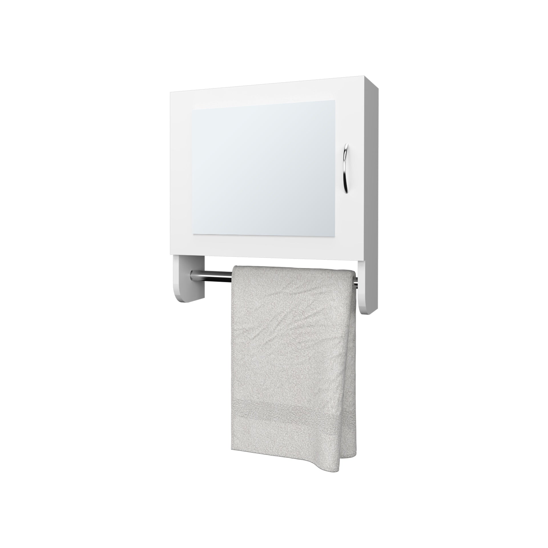 Pine Medicine Cabinet in Melamine With a Towel Bar And Included Mirror, White