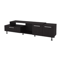 FM FURNITURE Liberty Entertainment Center with Drop-Down Door. Adjustable Legs. Open Storage. and Two Side Cabinets. Wengue