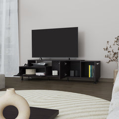 FM FURNITURE Liberty Entertainment Center with Drop-Down Door. Adjustable Legs. Open Storage. and Two Side Cabinets. Wengue