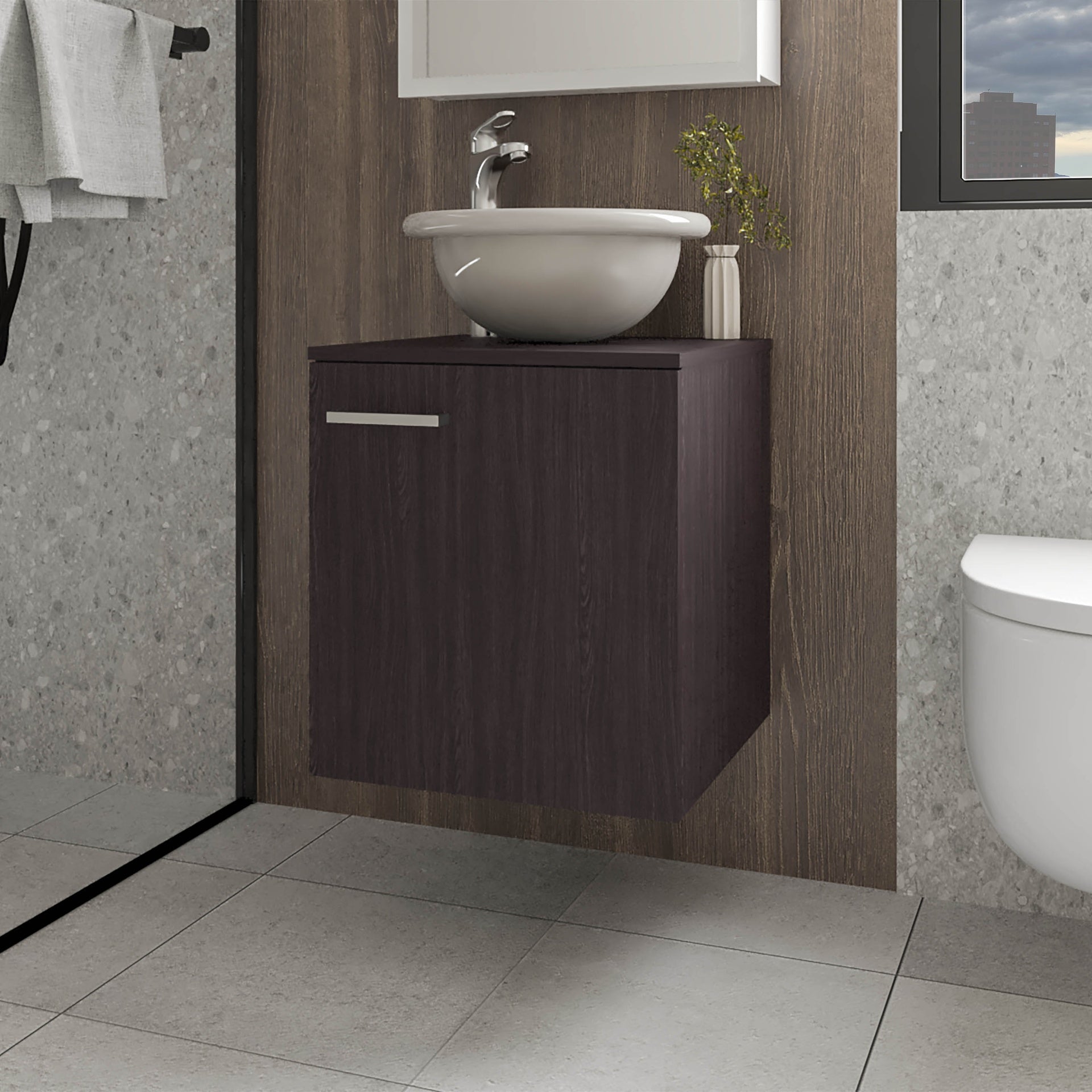 FM FURNITURE Pirtleville  Bathroom Vanity with Integrated Sink, Wenge