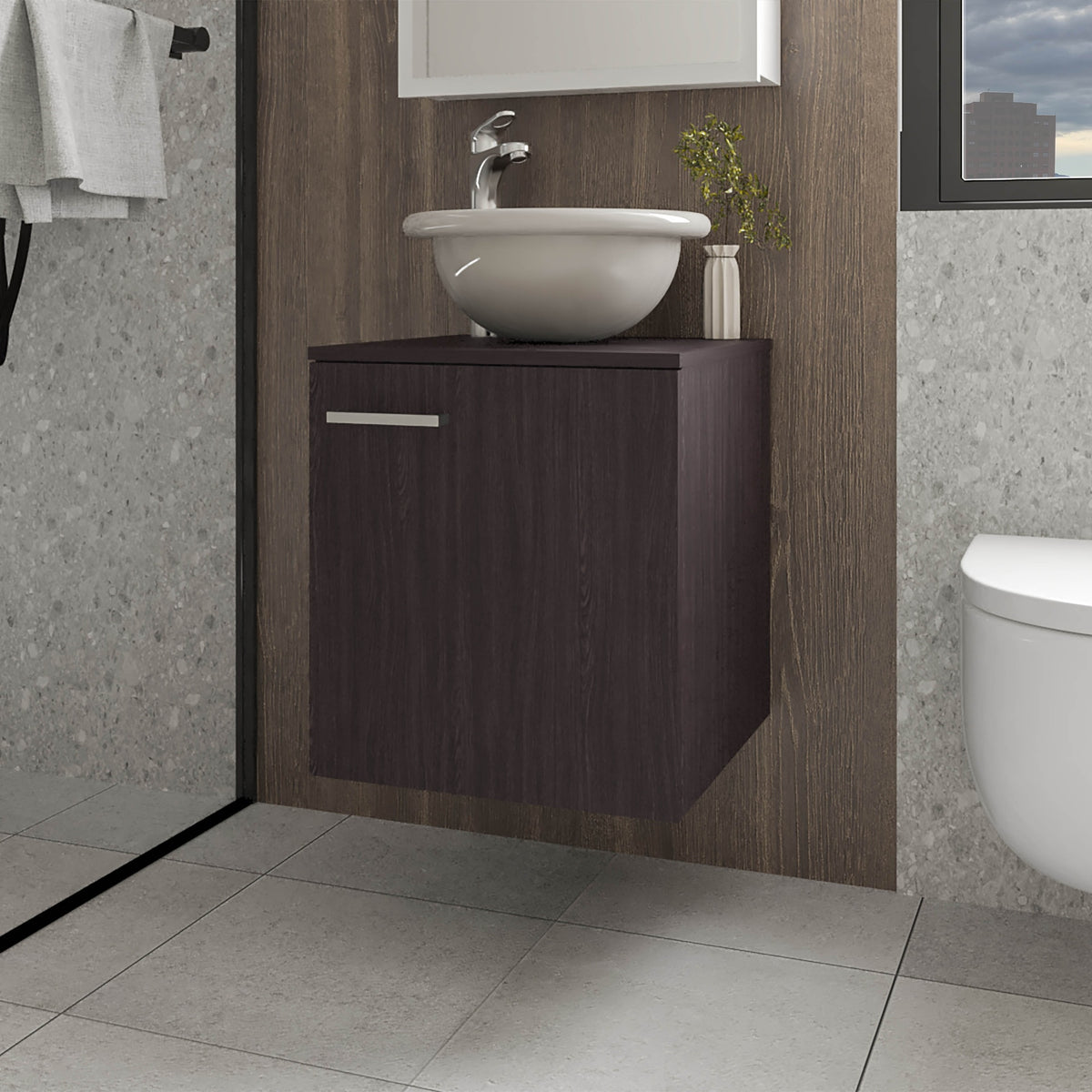 FM FURNITURE Pirtleville  Bathroom Vanity with Integrated Sink, Wenge