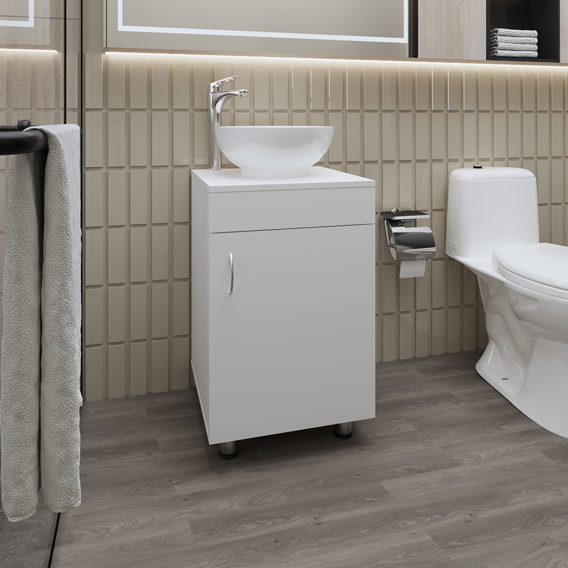 FM FURNITURE Loli Bathroom Vanity with Integrated Sink, White