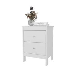FM FURNITURE Nogales NightStand with 2 Drawers, Withe