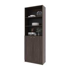 FM FURNITURE Beyerville Bookcase with Open Storage and 2 Doors, Stained Walnut
