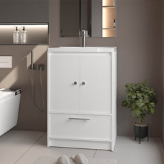 Sinclair Freestanding Bathroom Vanity with Sink, Two Doors and Bottom Drawer, White