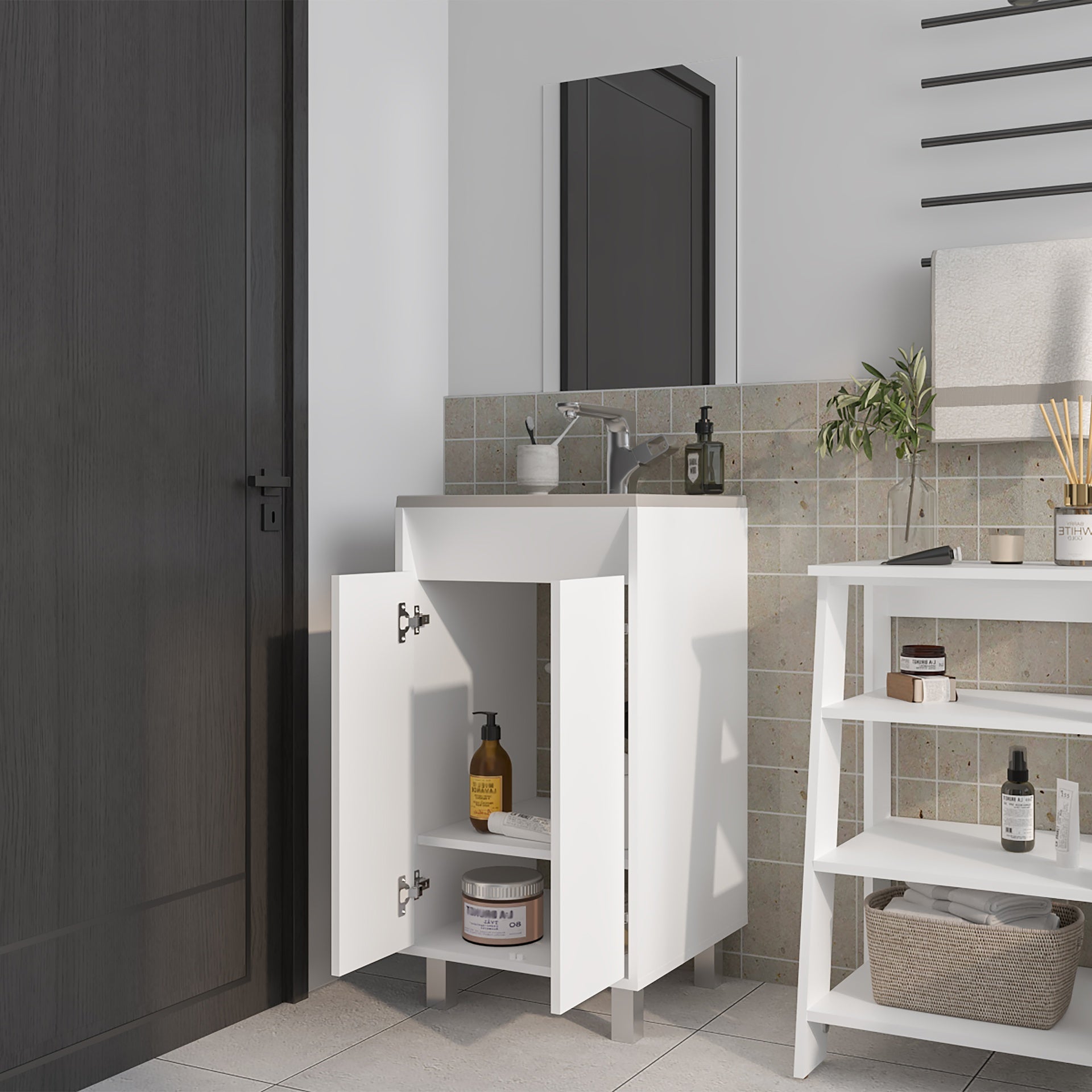 Saratoga Bathroom Cabinet with  2 Doors, White