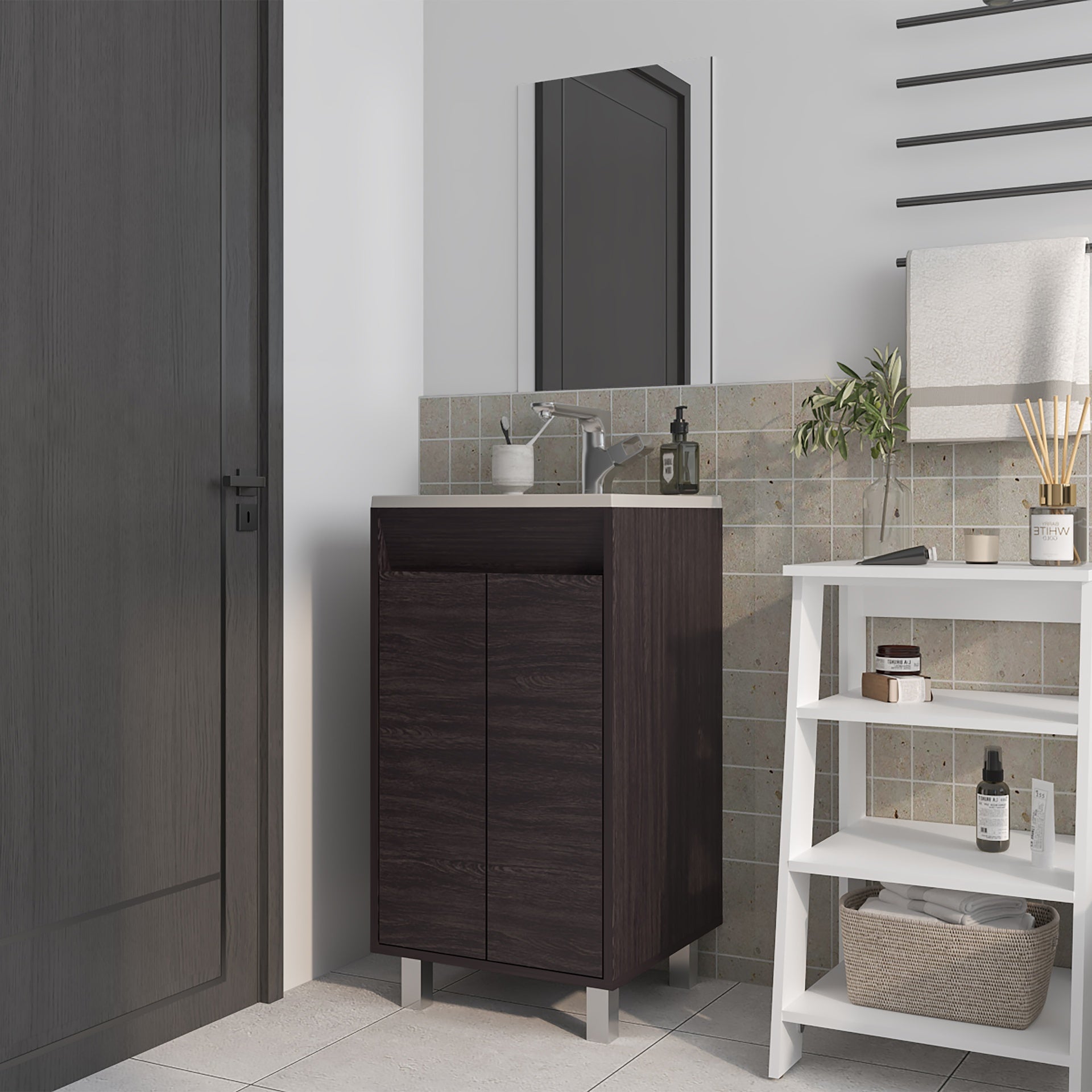 Saratoga Bathroom Cabinet with  2 Doors, White