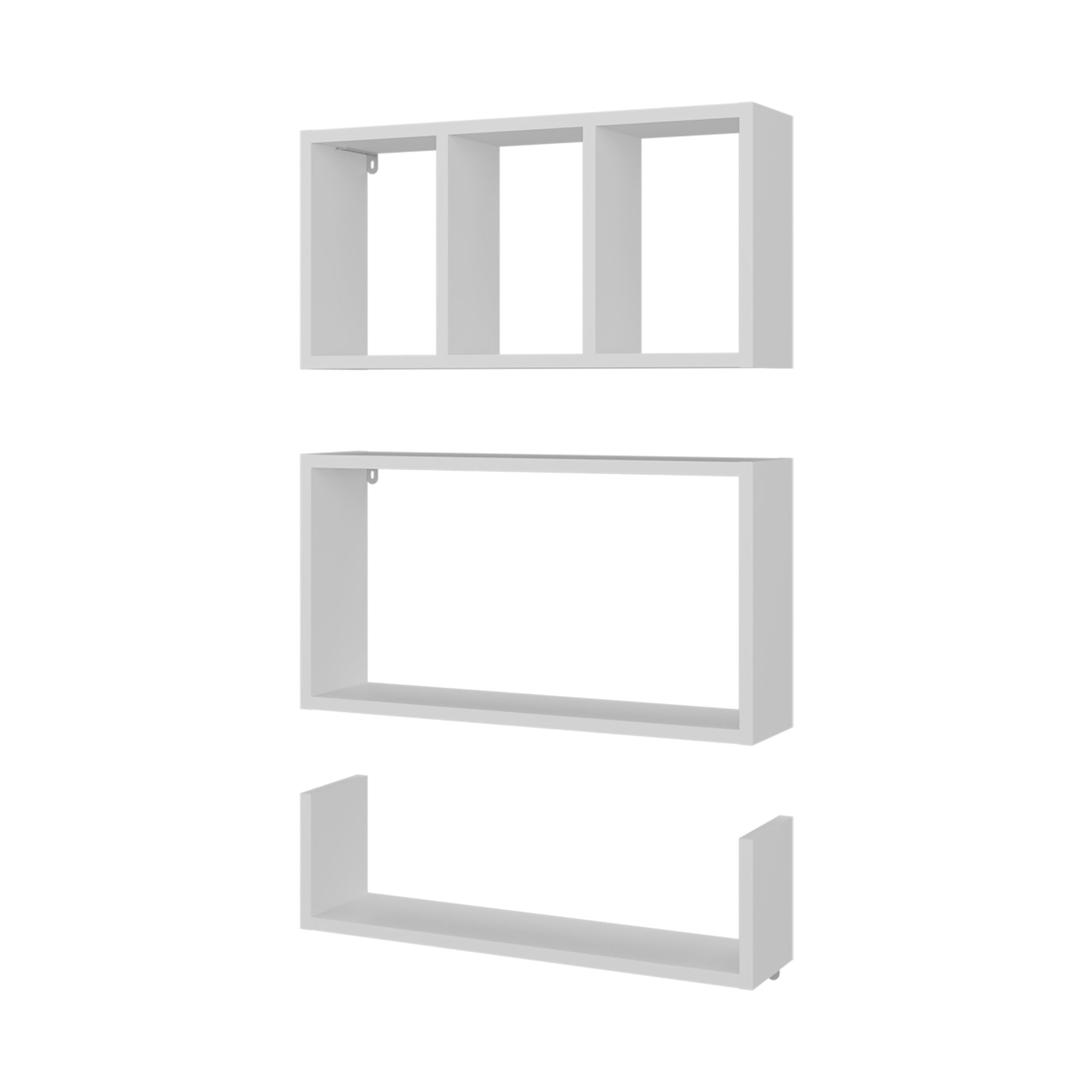 Wall Mounted Floating Shelves, Set of 3 Rectangular Display Racks, Modern Home Organizer