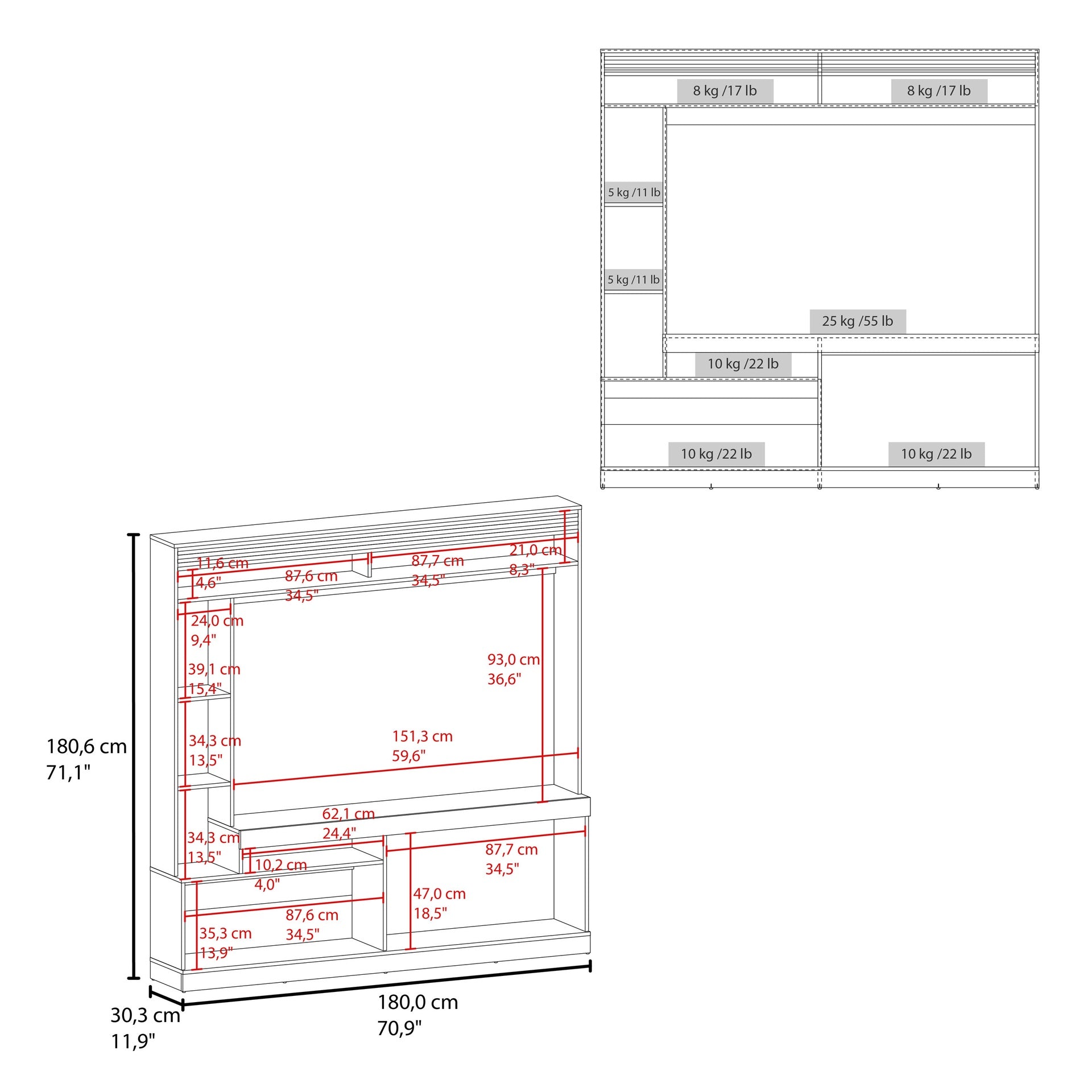 Rock House Entertainment Center with Two Doors and Open Storage, Stained Walnut