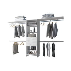 FM FURNITURE Geek Modular Closet Organizer System with Hanging Rods, Shelves, and Drawers , White