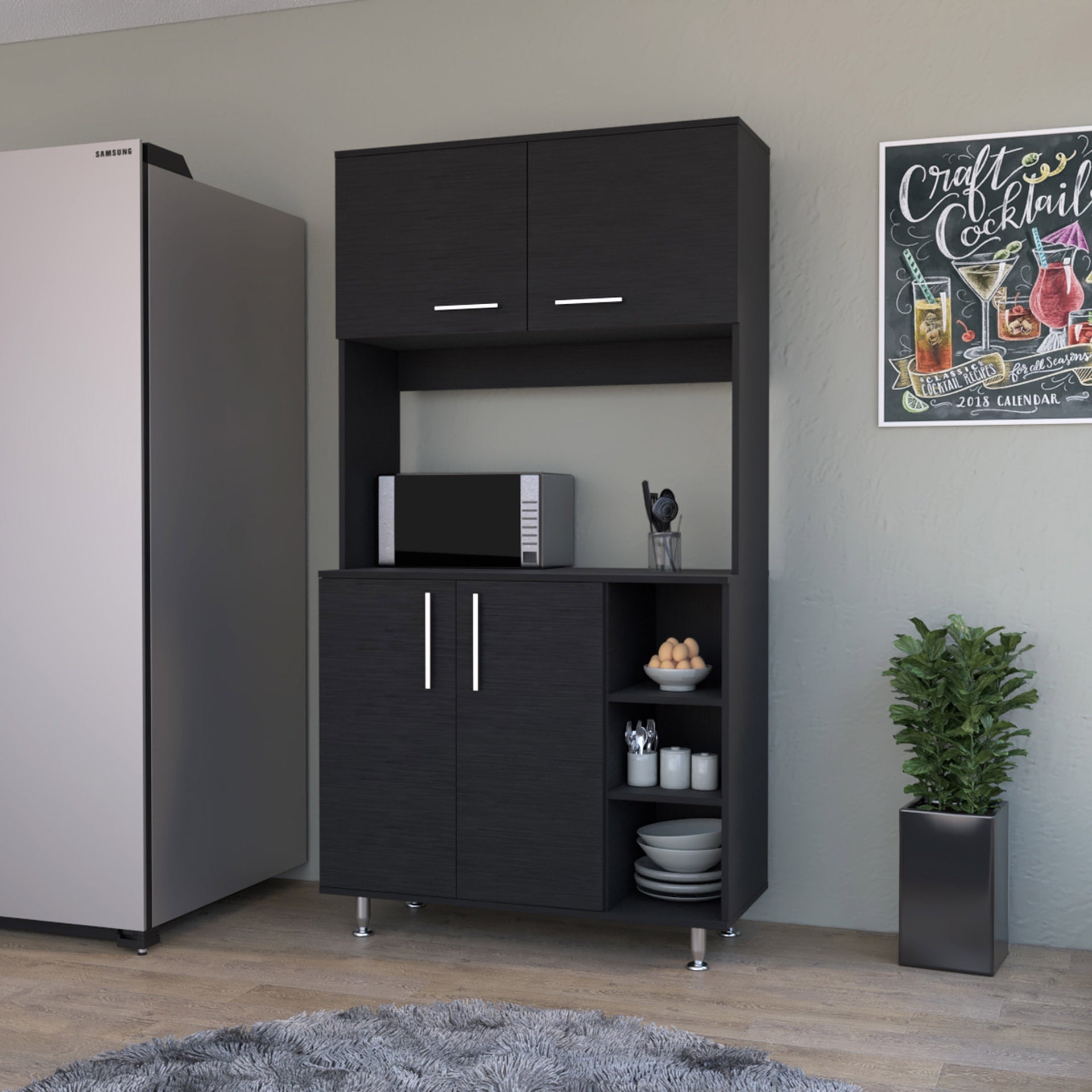 Colorado Pantry Cabinet, Three Open Shelves