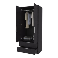 Forest 2 Door Wardrobe with Hanging Rod and 2 Drawers, Wengue