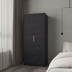 Forest 2 Door Wardrobe with Hanging Rod and 2 Drawers, Wengue