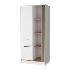 Pekin Modern Wardrobe Organizer with Shelves and Rod, Natural Oak