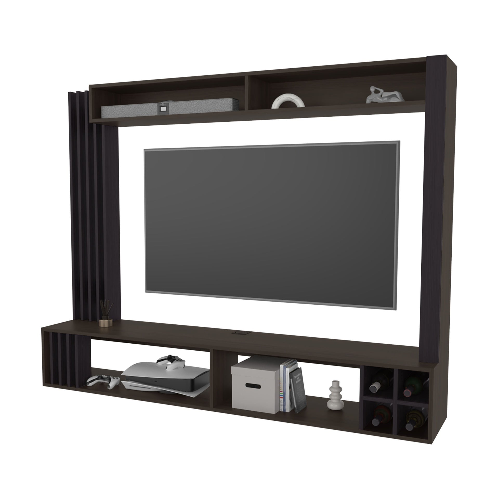 Franklin Entertainment Center with Open Storagand Storage Wine , Wenge