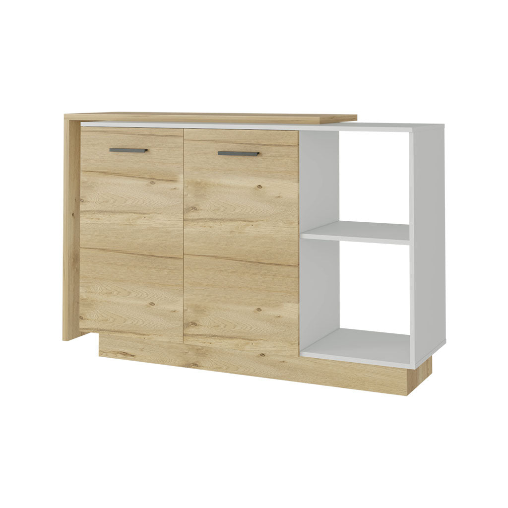 Aspen Kitchen Island, Two Concealed Shelves , Three Divisions