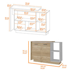 Aspen Kitchen Island, Two Concealed Shelves , Three Divisions