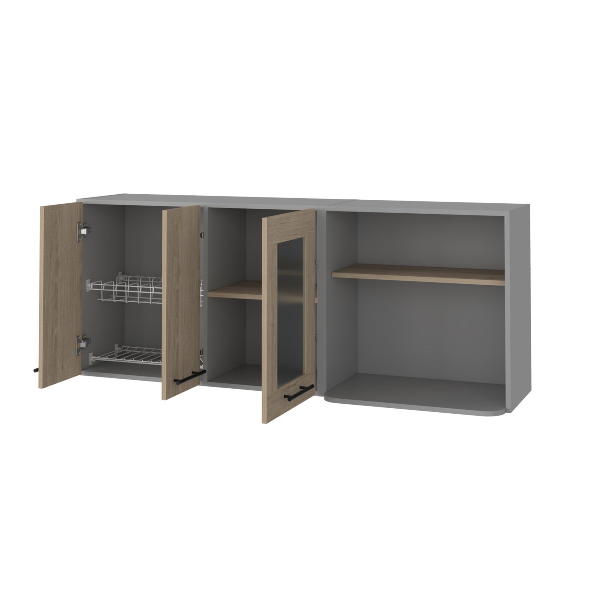 Everly Wall Cabinet, Glass Cabinet, Double Door, Rack