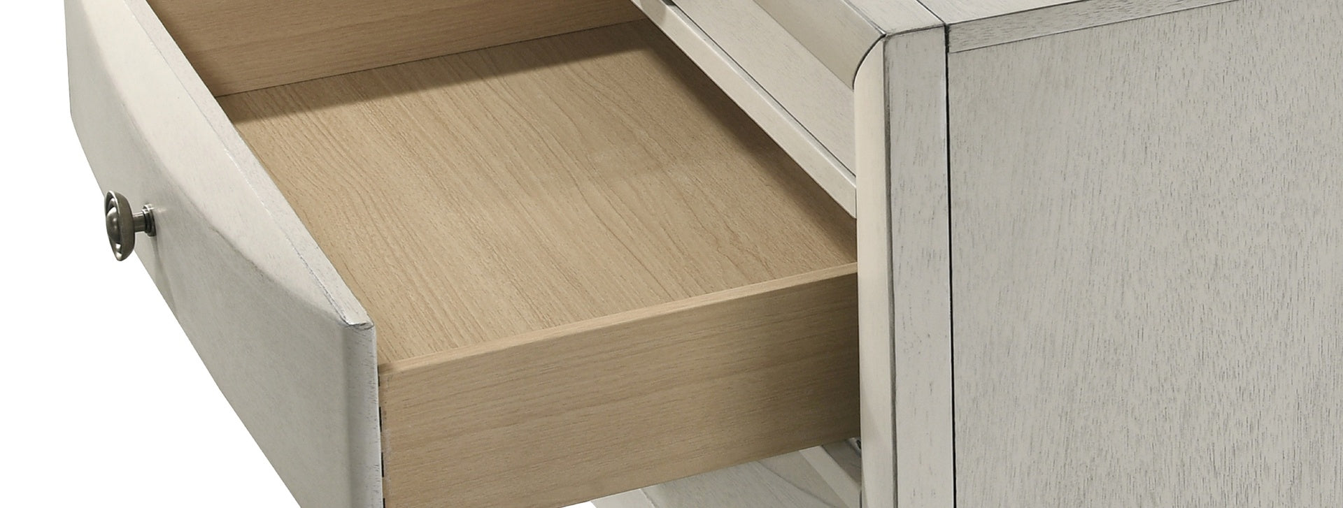 1pc Contemporary Neutral White Finish Curved Drawer Fronts Storage Five Drawers Chest Wooden