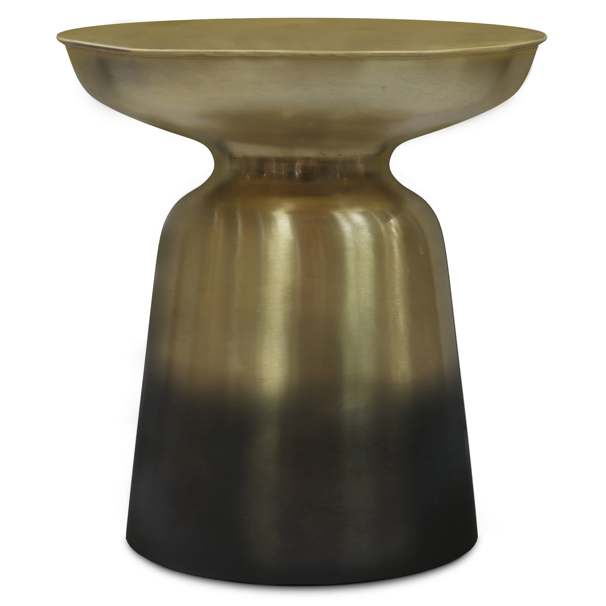 Toby 17 inch Wide Modern Industrial Metal Accent Table in Black/Gold Ombre Iron, Assembled