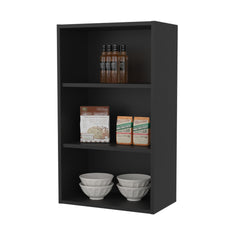 Guadalupe Wall Cabinet in Melamine with Open Storage, Black