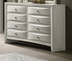 1pc Contemporary Neutral White Finish Curved Drawer Fronts Storage Six Drawers Dresser Wooden Furniture
