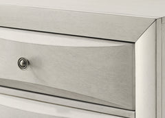 1pc Contemporary Neutral White Finish Curved Drawer Fronts Storage Six Drawers Dresser Wooden Furniture