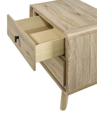 1pc Mid-century Natural Textures Warm, Wood-inspired Finish Ample Drawer Space Two Drawers Nightstand Storage Wooden Furniture