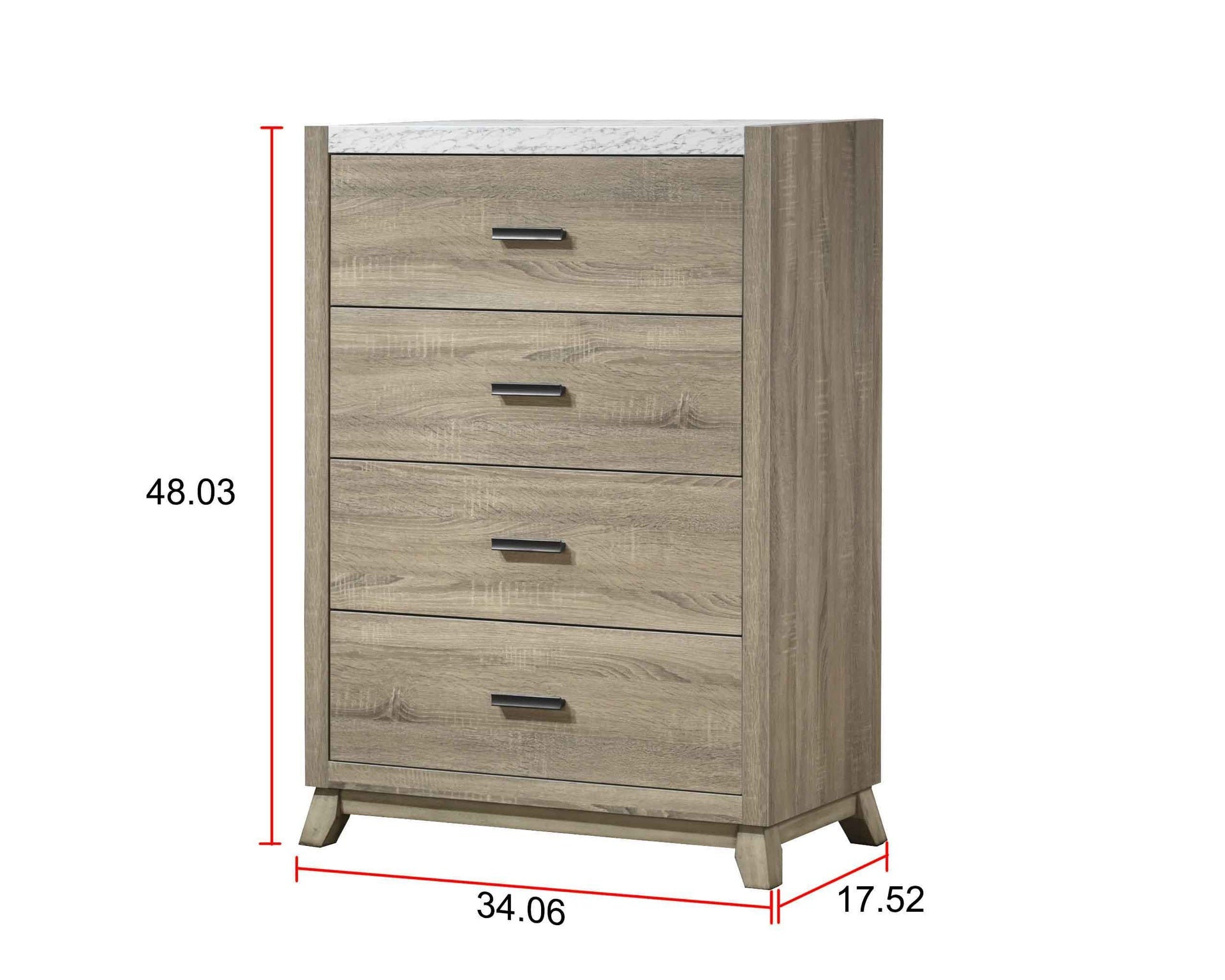 1pc Rustic Transitional Contemporary Chest Natural Brown Faux Stone Top Bed Side Cabinet Furniture