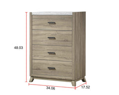 1pc Rustic Transitional Contemporary Chest Natural Brown Faux Stone Top Bed Side Cabinet Furniture