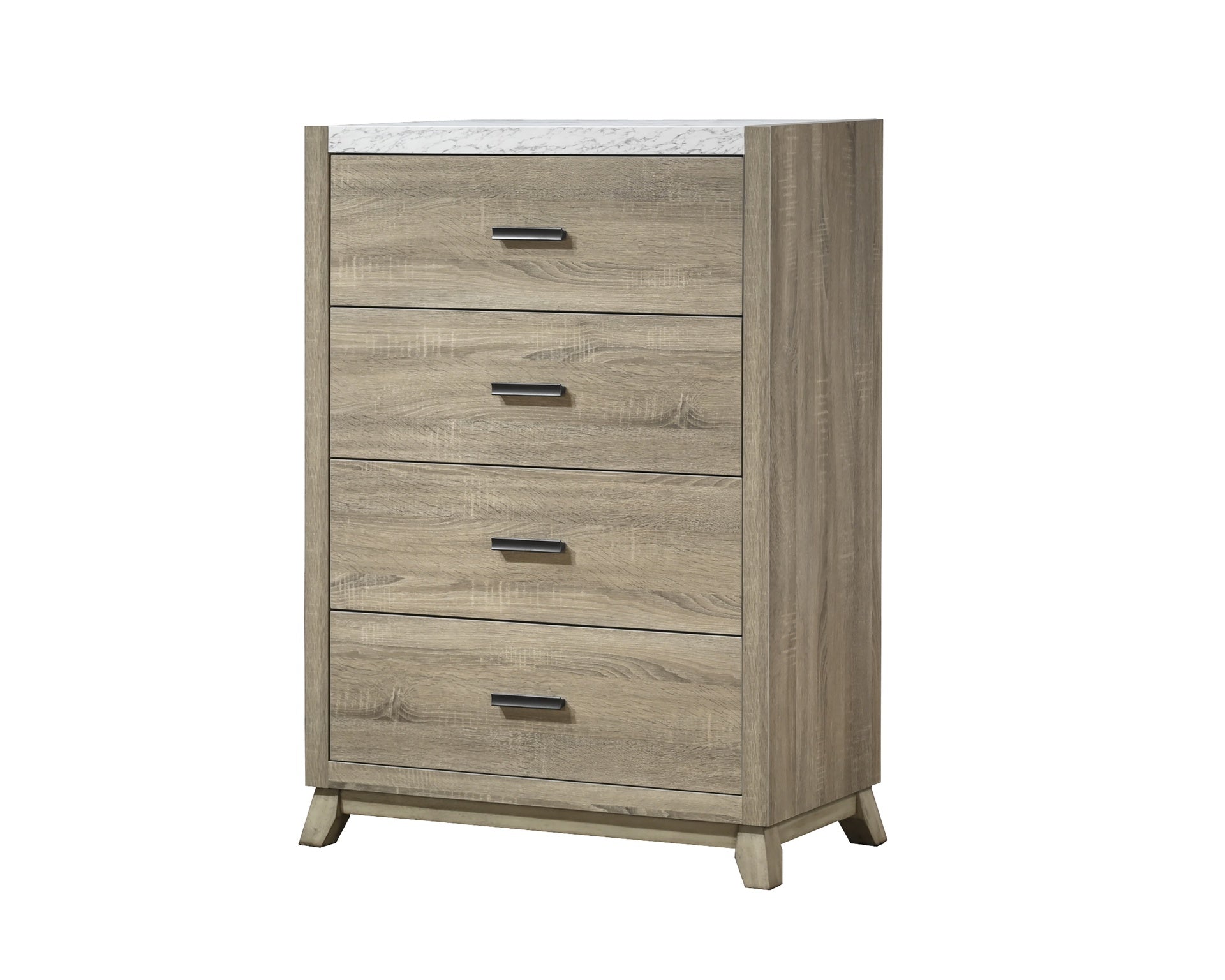 1pc Rustic Transitional Contemporary Chest Natural Brown Faux Stone Top Bed Side Cabinet Furniture