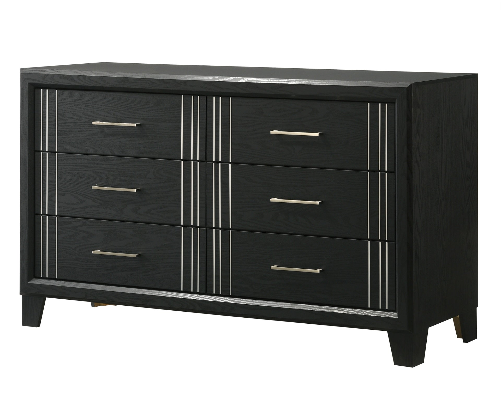 1pc Contemporary Six Drawers Dresser Bed Side Cabinet Wooden Furniture Charcoal Color