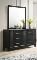 1pc Contemporary Six Drawers Dresser Bed Side Cabinet Wooden Furniture Charcoal Color