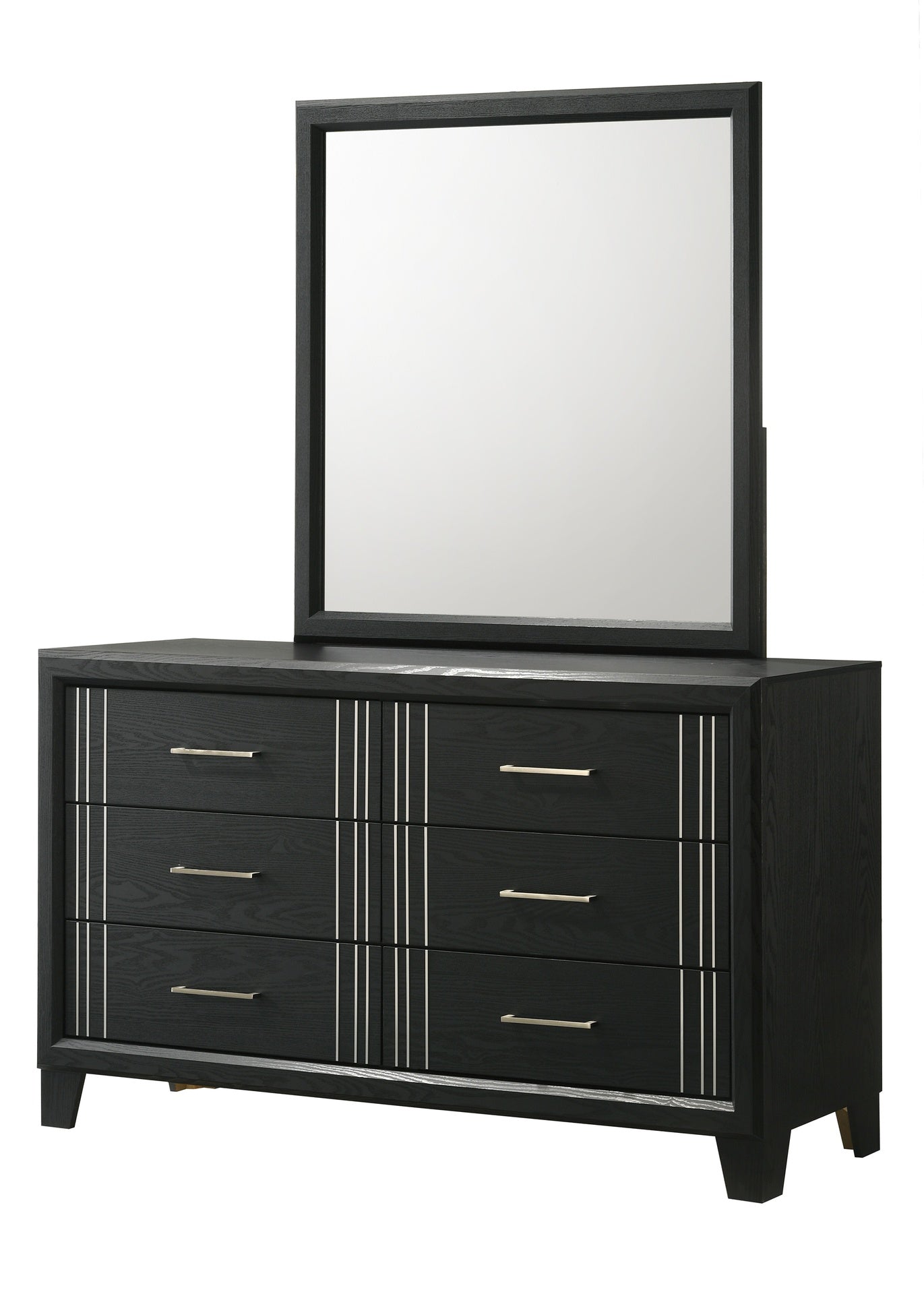 1pc Contemporary Six Drawers Dresser Bed Side Cabinet Wooden Furniture Charcoal Color