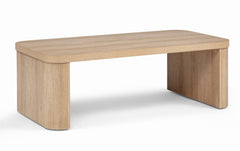 3pc Beautifully Crafted Three-piece Set Natural Charm Warm Wood-inspired Finish Curved Edges Coffee Table Features Hidden Casters Wooden Living Room Furniture