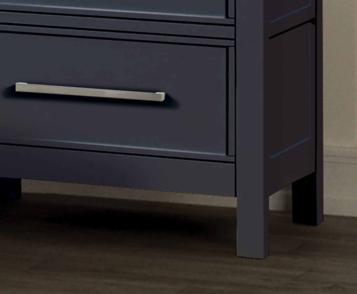 Modern Farmhouse Style 1pc Chest English Dovetail Drawers Ball Bearing Glides Two Tone Design Blue And Dark Brown Finish