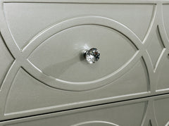 Contemporary Style 1pc Chest Mirror Accents Crystal Round Acrylic Knobs Silver Finish Decorative Pattern