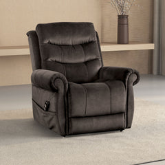 Transitional Style Dark Gray Finish Lift Chair Steel Seat Box Rolled Arms USB Ports Wired Controller Primary Living Room