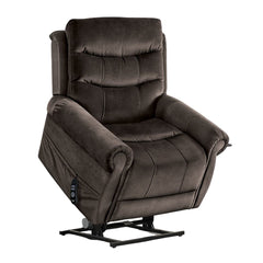 Transitional Style Dark Gray Finish Lift Chair Steel Seat Box Rolled Arms USB Ports Wired Controller Primary Living Room