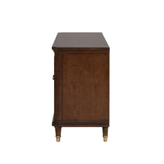 Modern Style TV Stand 3 Drawers Gold Round Knobs And Legs Felt Line Drawers Dark Cherry Finish
