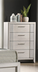 1pc Contemporary 4-Drawer Tall Storage Chest Mist White Finish Wooden Furniture