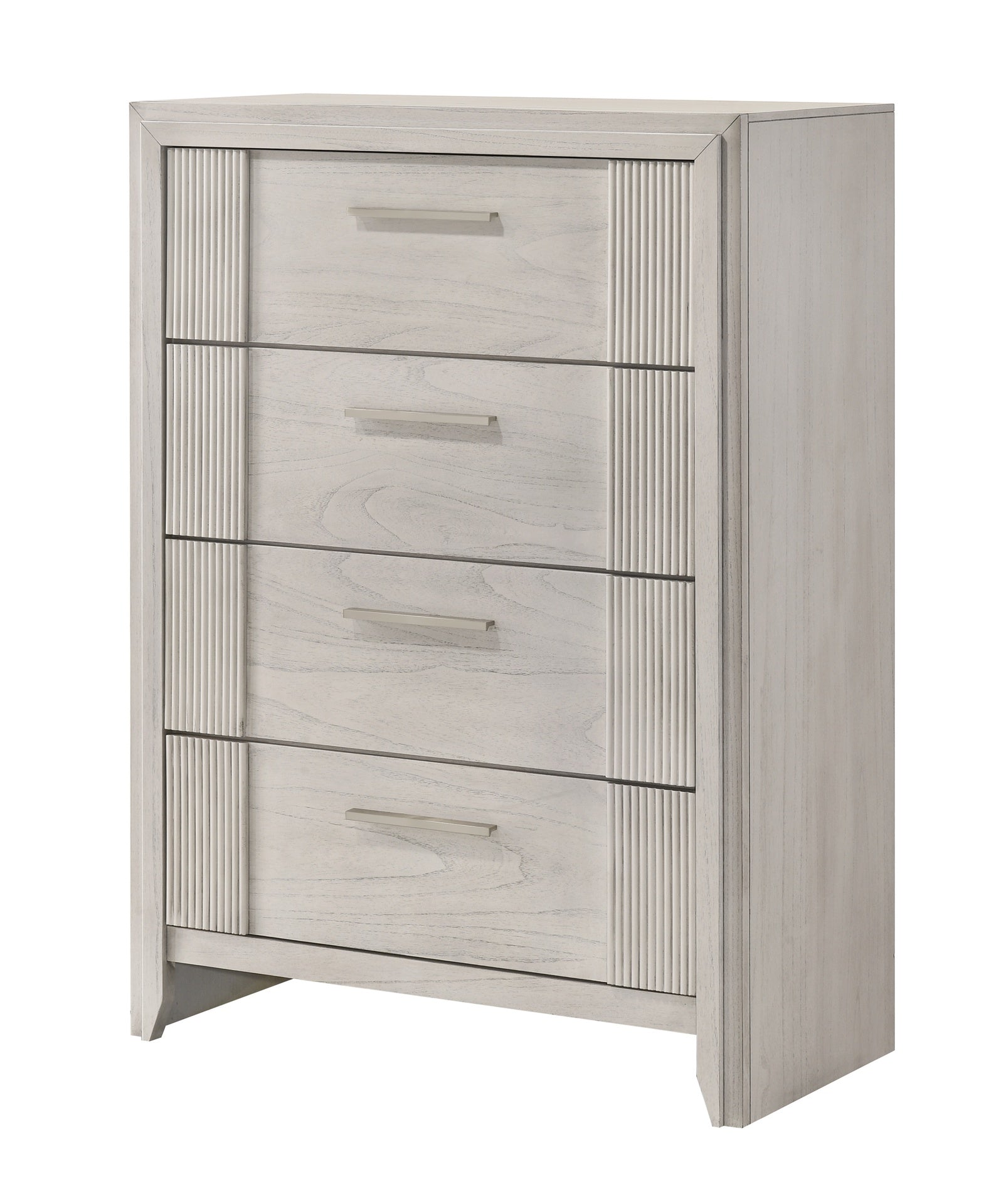 1pc Contemporary 4-Drawer Tall Storage Chest Mist White Finish Wooden Furniture