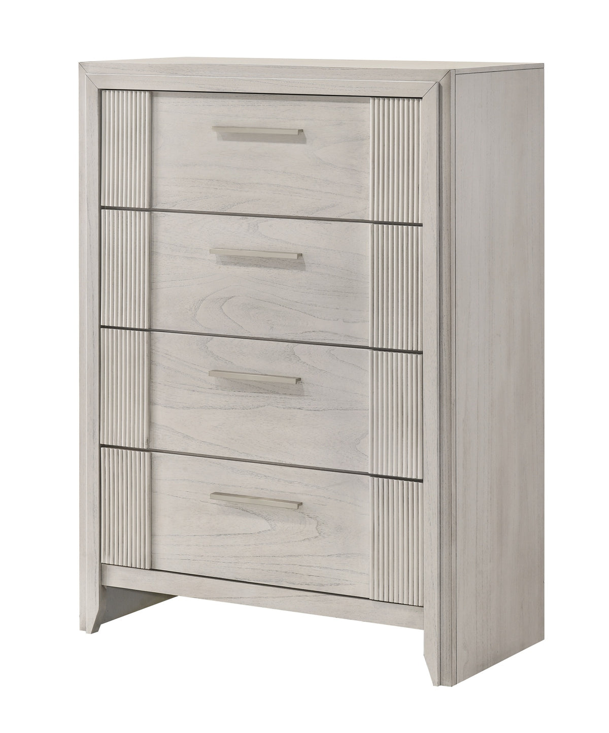1pc Contemporary 4-Drawer Tall Storage Chest Mist White Finish Wooden Furniture
