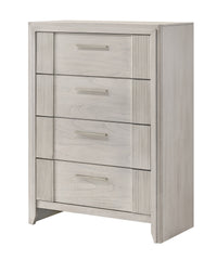 1pc Contemporary 4-Drawer Tall Storage Chest Mist White Finish Wooden Furniture
