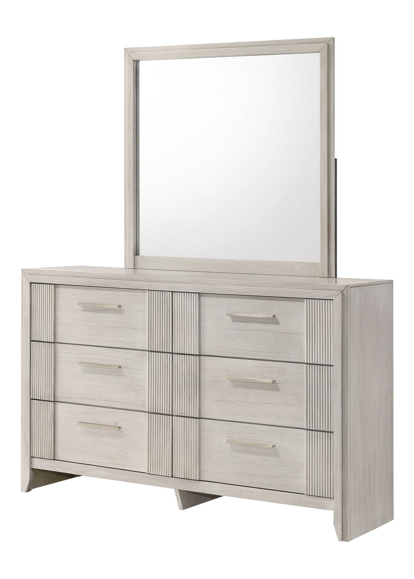 1pc Contemporary 6-Drawer Storage Dresser Mist White Finish Wooden Furniture