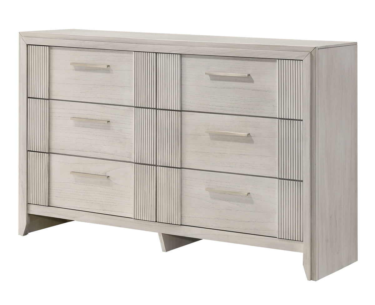 1pc Contemporary 6-Drawer Storage Dresser Mist White Finish Wooden Furniture