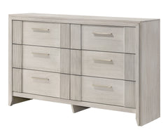 1pc Contemporary 6-Drawer Storage Dresser Mist White Finish Wooden Furniture