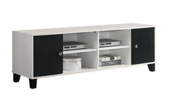 1pc Crisp White Finish Black Accent TV Stand Two-tone Finish Contemporary Open Shelving Concealed Compartments Storage Wooden Living Room Furniture